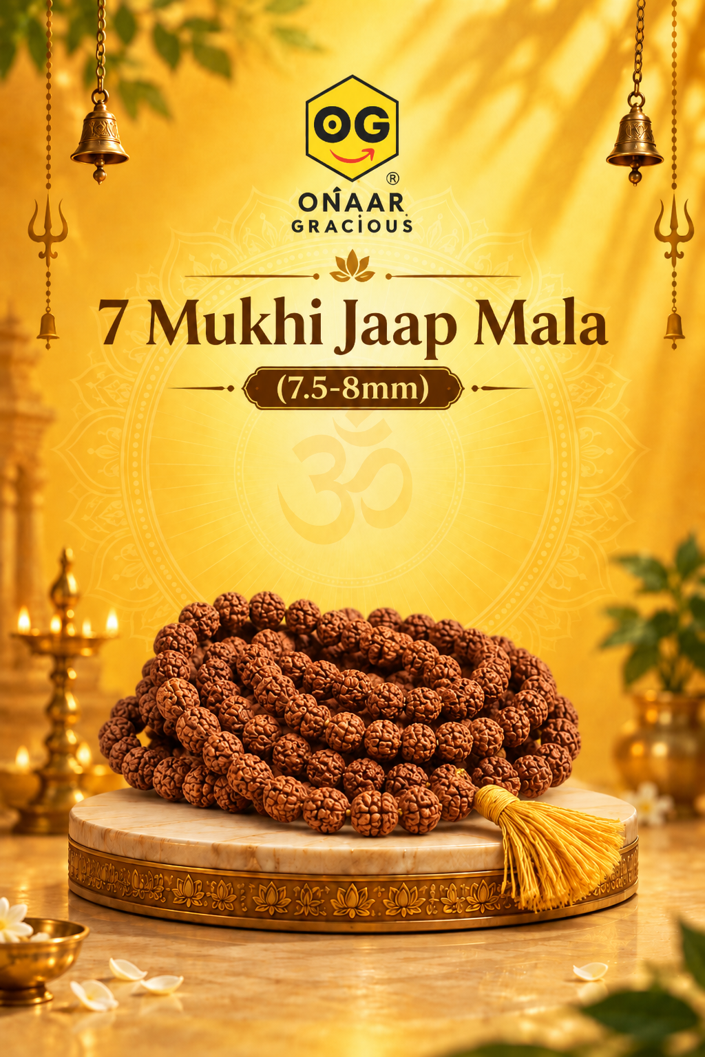 7 mukhi jaap mala (7.5-8mm) Onaar Gracious
