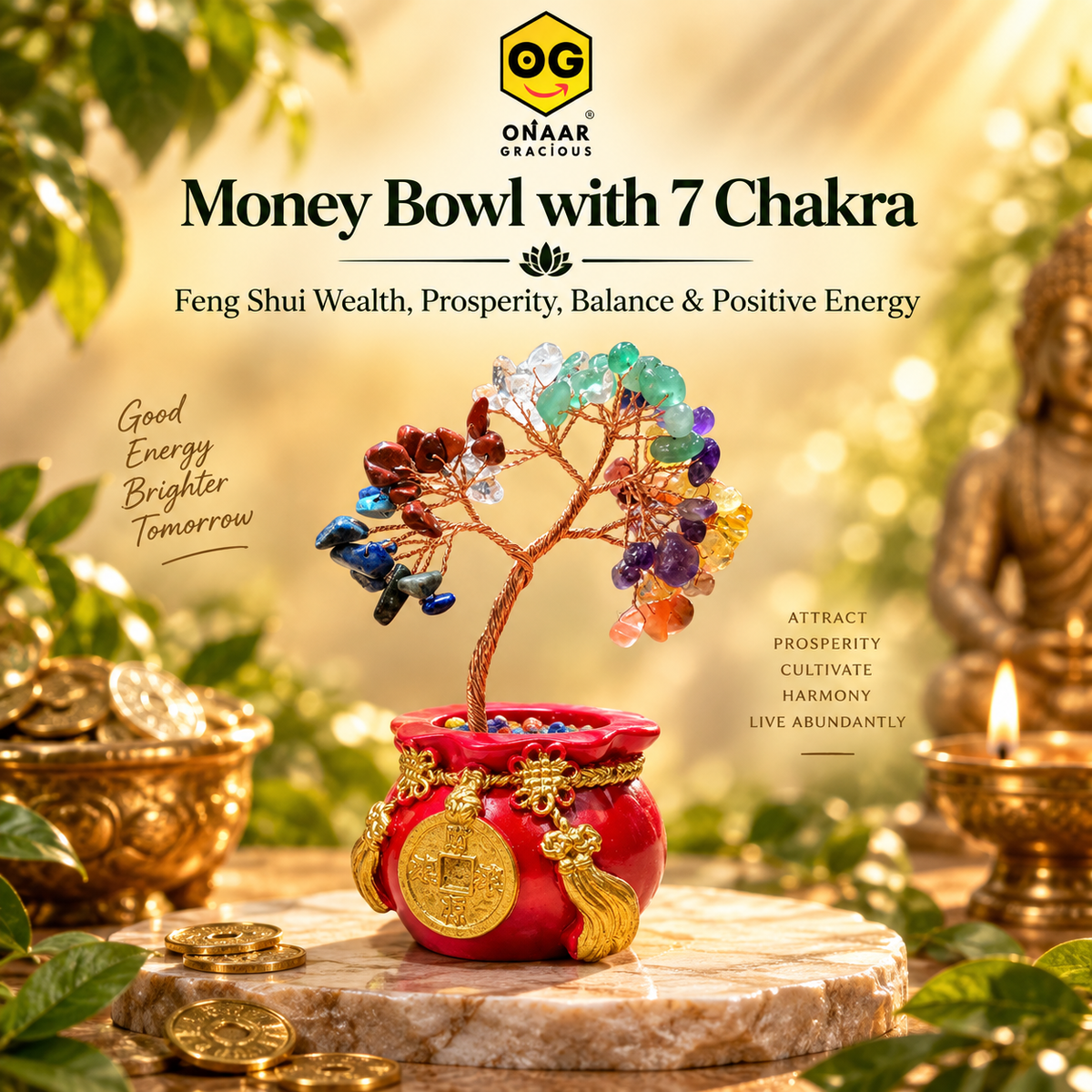 Money bowl with 7 chakra(Fengshui) Onaar Gracious