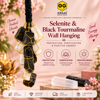 Selenite and Black Tourmaline wall hanging Onaar Gracious