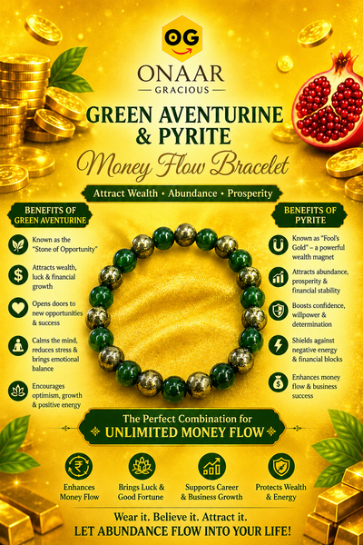 Money Flow Bracelet (Combo of Green aventurine and Pyrite) Onaar Gracious