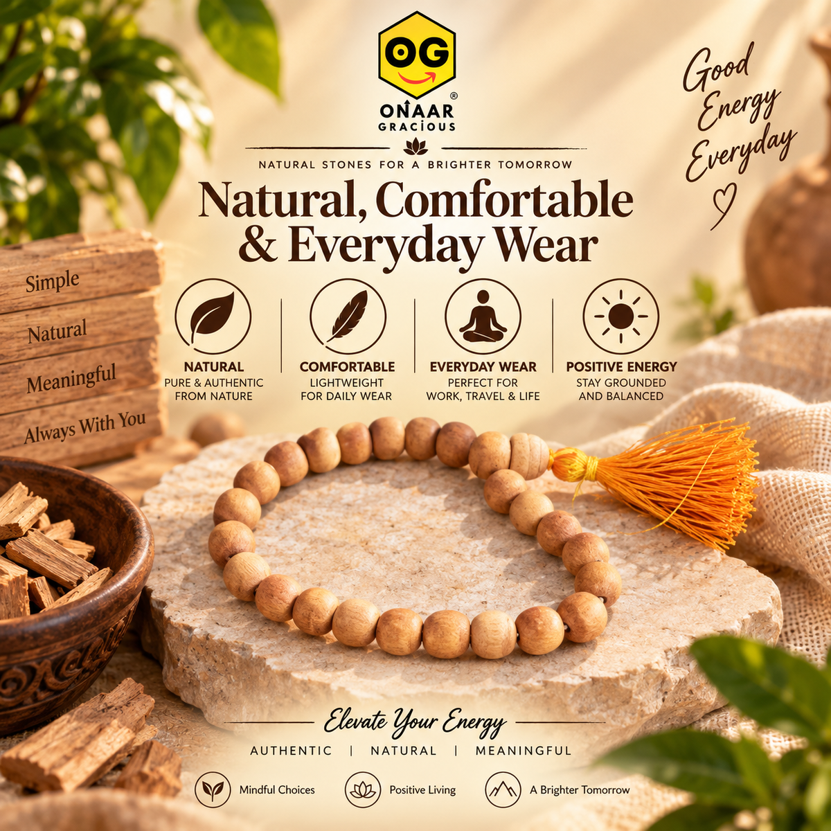 Wooden Bracelet (Light weight) Onaar Gracious